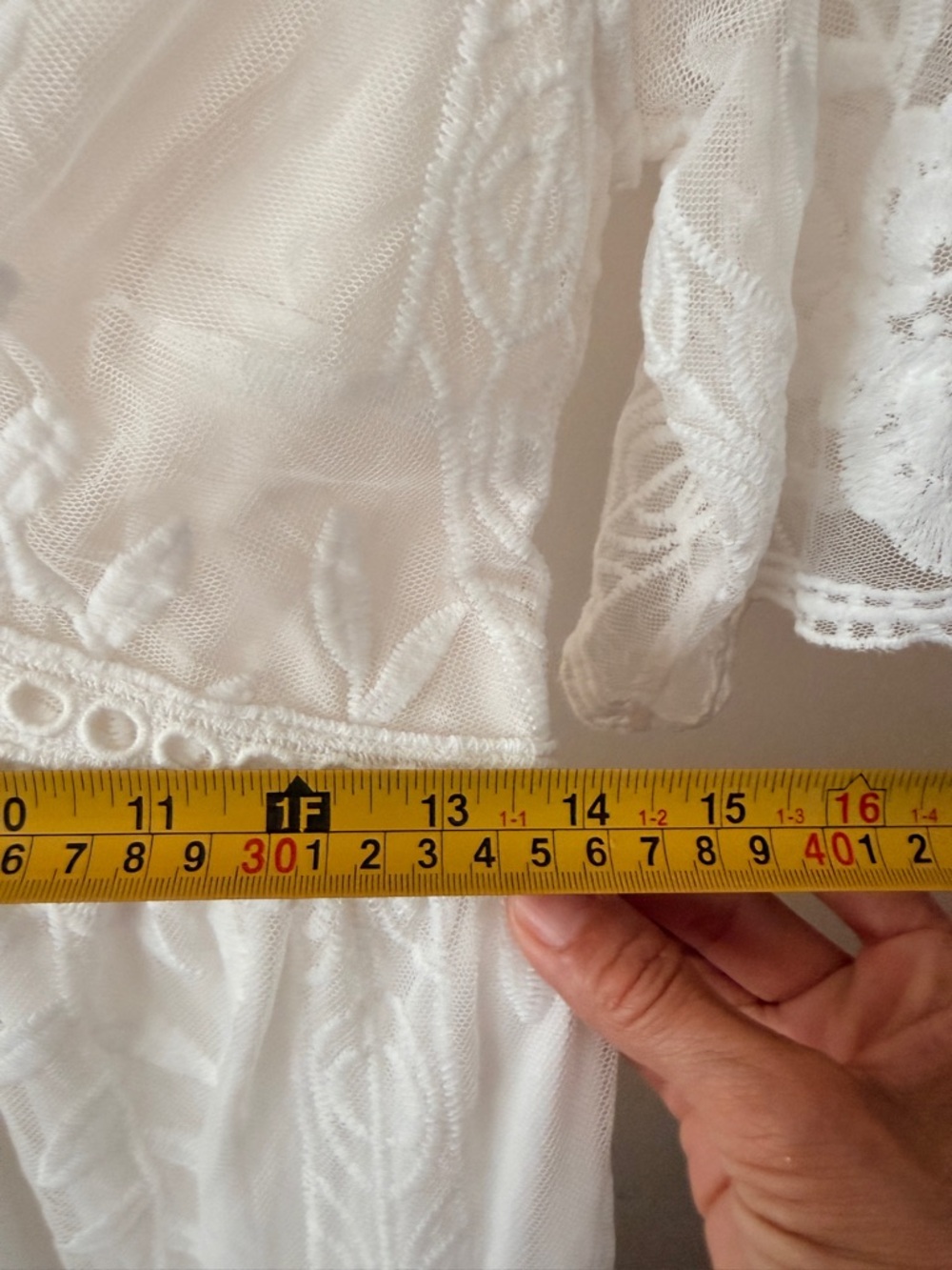 Hazel Blues White Lace Maxi Dress Scalloped Plunge V-Neck Boho Size Small - Picture 13 of 14